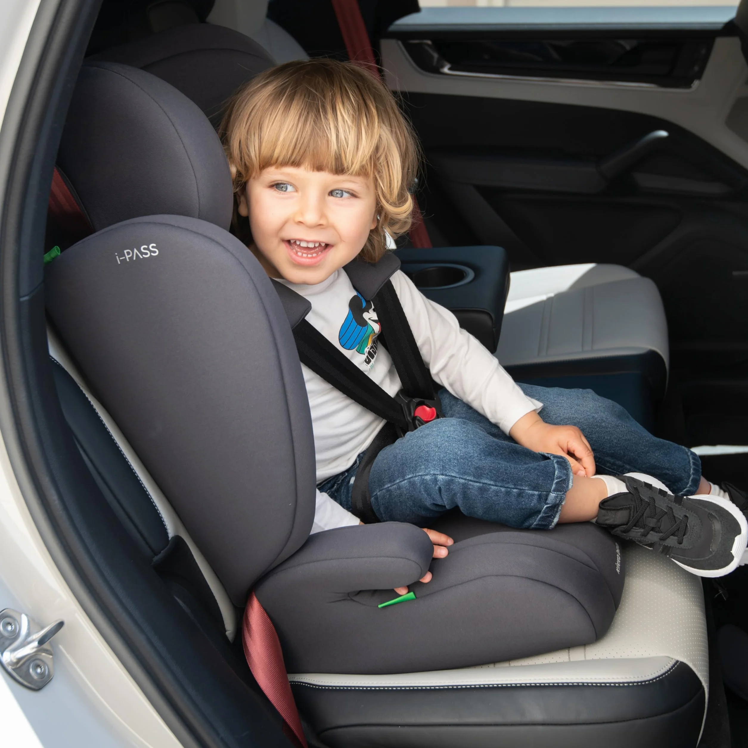 KikkaBoo Silla de Coche Grupo 1 2 3 i-PASS 9-36 kg 76-150cm Reposacabezas 13 Posiciones Gris