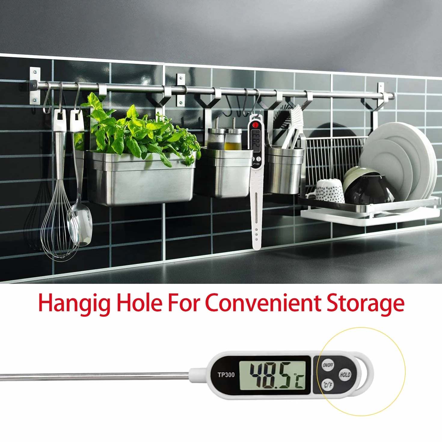 Termómetro cocina Termómetro Digital de Cocina,termometro agua bebe 3S Lectura Instantáne Pantalla LCD Retroiluminada&Calibration Termometro Alimentospara BBQ Comida Leche Agua Caramelo Líquido