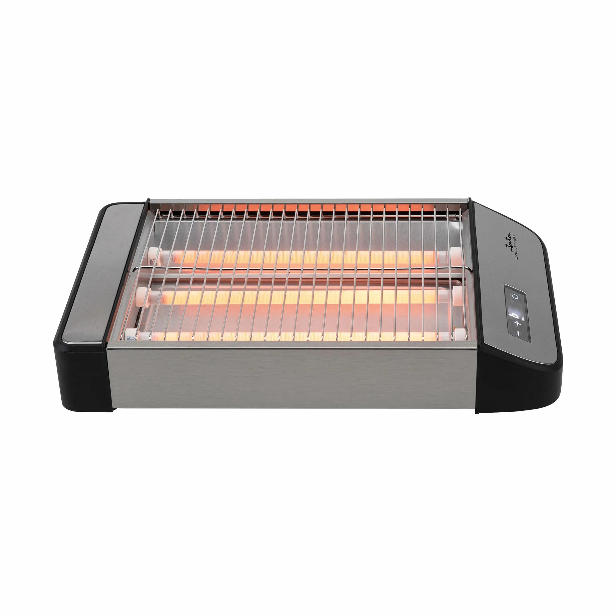 JATA JETT1590 - Tostadora Horizontal Digital, Tostador de Pan 1000W con Control Táctil, 6 Niveles de Tostado, Barras de Cuarzo, Bandeja Recogemigas Extraíble, Ideal para Pan, Bollería y Repostería