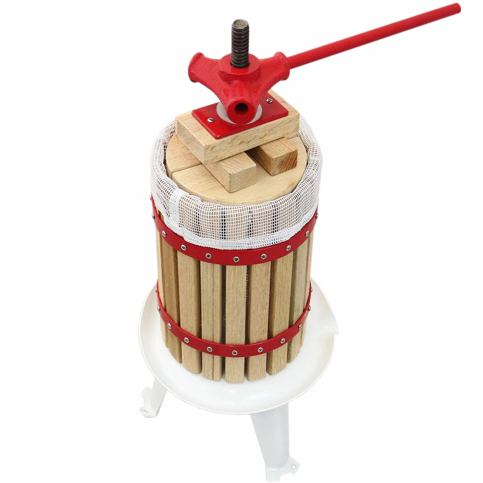 Prensa Manual de frutas de 18L | Roble macizo y Acero | Funcionamiento tradicional de manivela manual | Gran capacidad | 3 bolsas de colado GRATIS | Fácil limpieza | Exprimidora Zumo Sidra Jugo Vino
