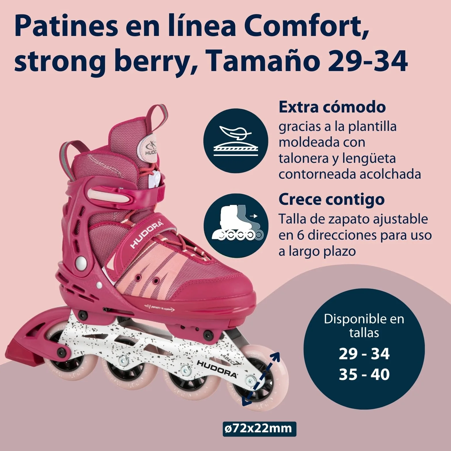 HUDORA Patines en línea Comfort Softboot Patines en línea Ajustables en Longitud y Ancho