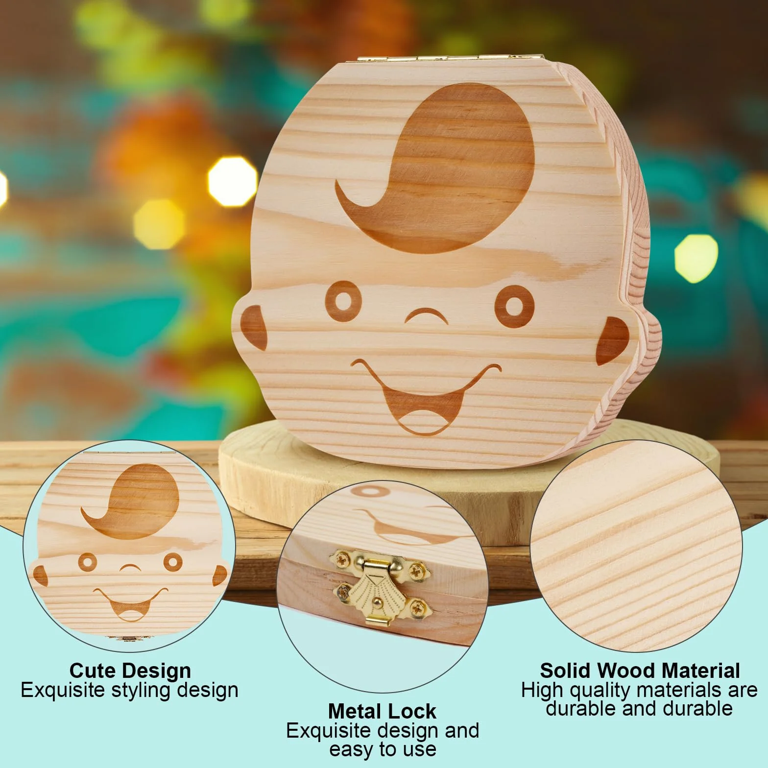 Aolso Caja de Dientes de Leche, Personalizar Bebé Caja de Recuerdos de Madera
