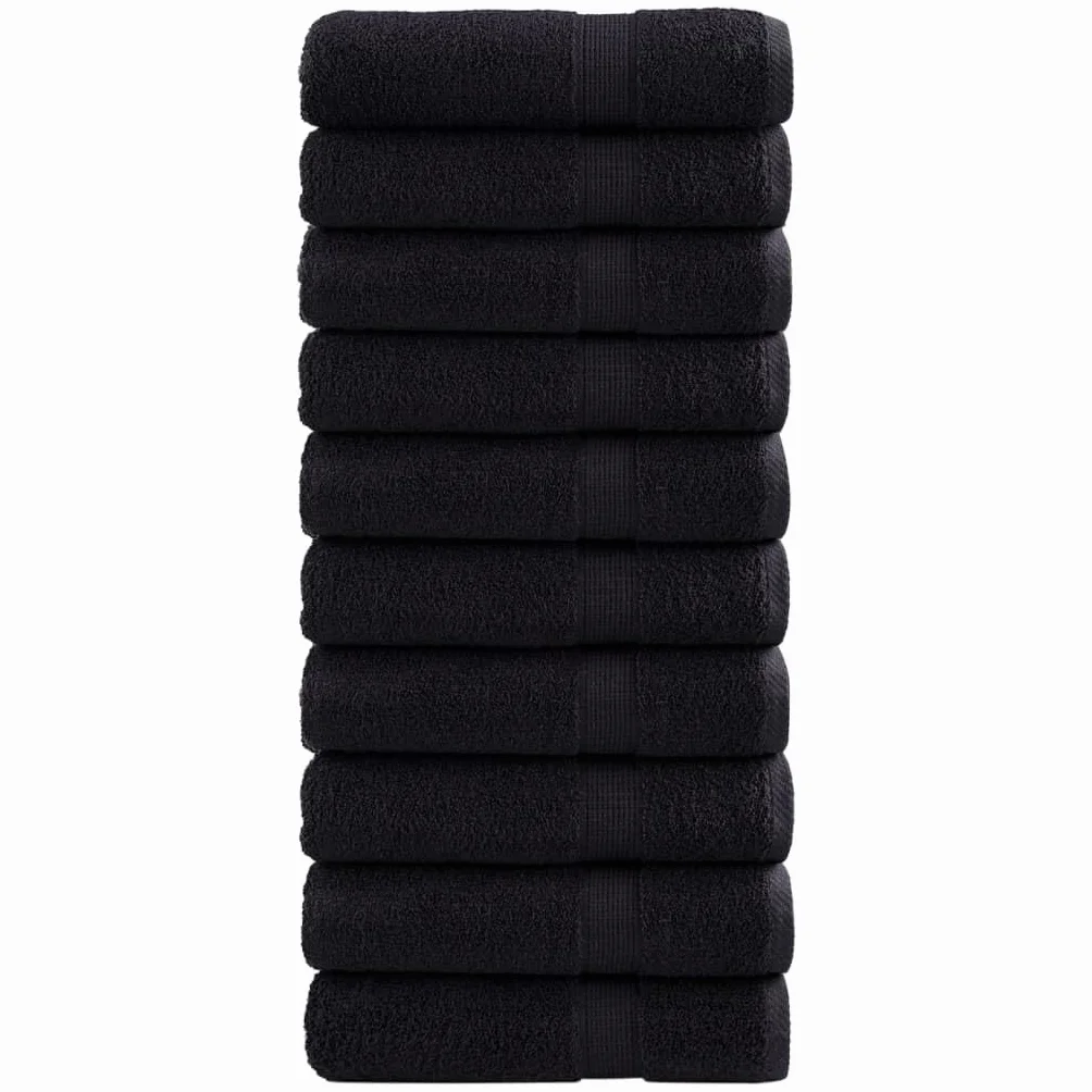 Homgoday Toallas de Mano 10 uds 100% algodón Negro 50x100 cm 600 gsm, Toallas de baño, Juego de Toallas Baño, Toallas de Mano Toallitas, Suaves y Resistentes