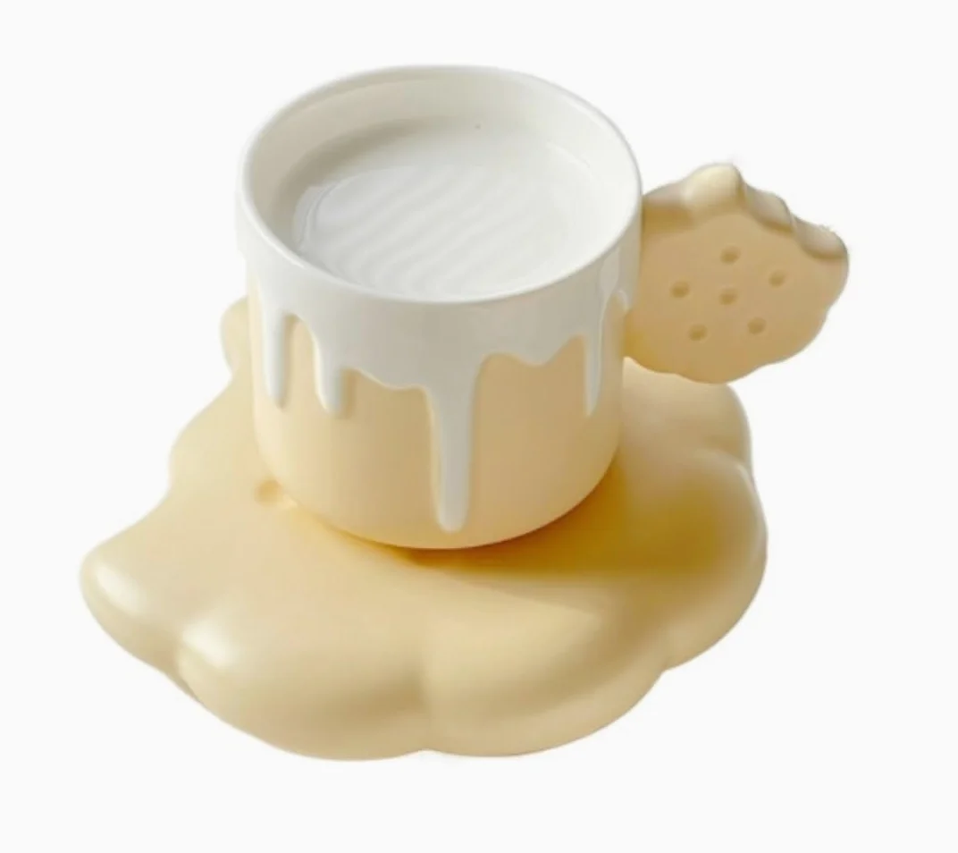 Taza de Café de Té Tazas Creativas Con Forma De Helado, Taza De Cerámica Resistente A Altas Temperaturas Para Beber, Taza De Desayuno Para El Hogar para té de la tarde(B)