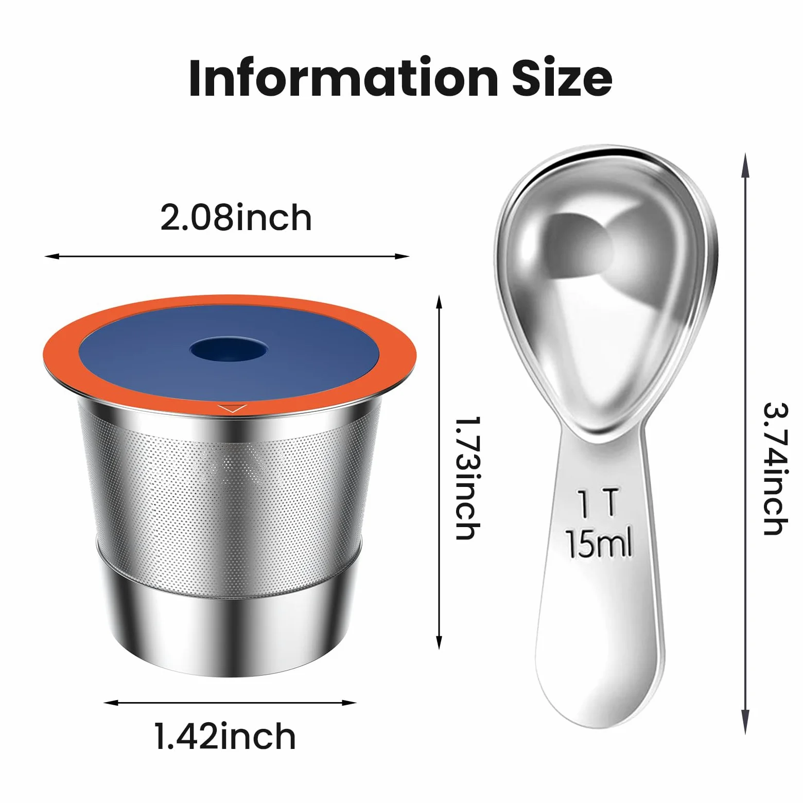 Tazas K reutilizables de acero inoxidable para Keuring 2.0 y 1.0, cápsulas de café reutilizables para cafetera, paquete de 2 tazas K reutilizables con 1 cuchara de café, filtros de café permanentes