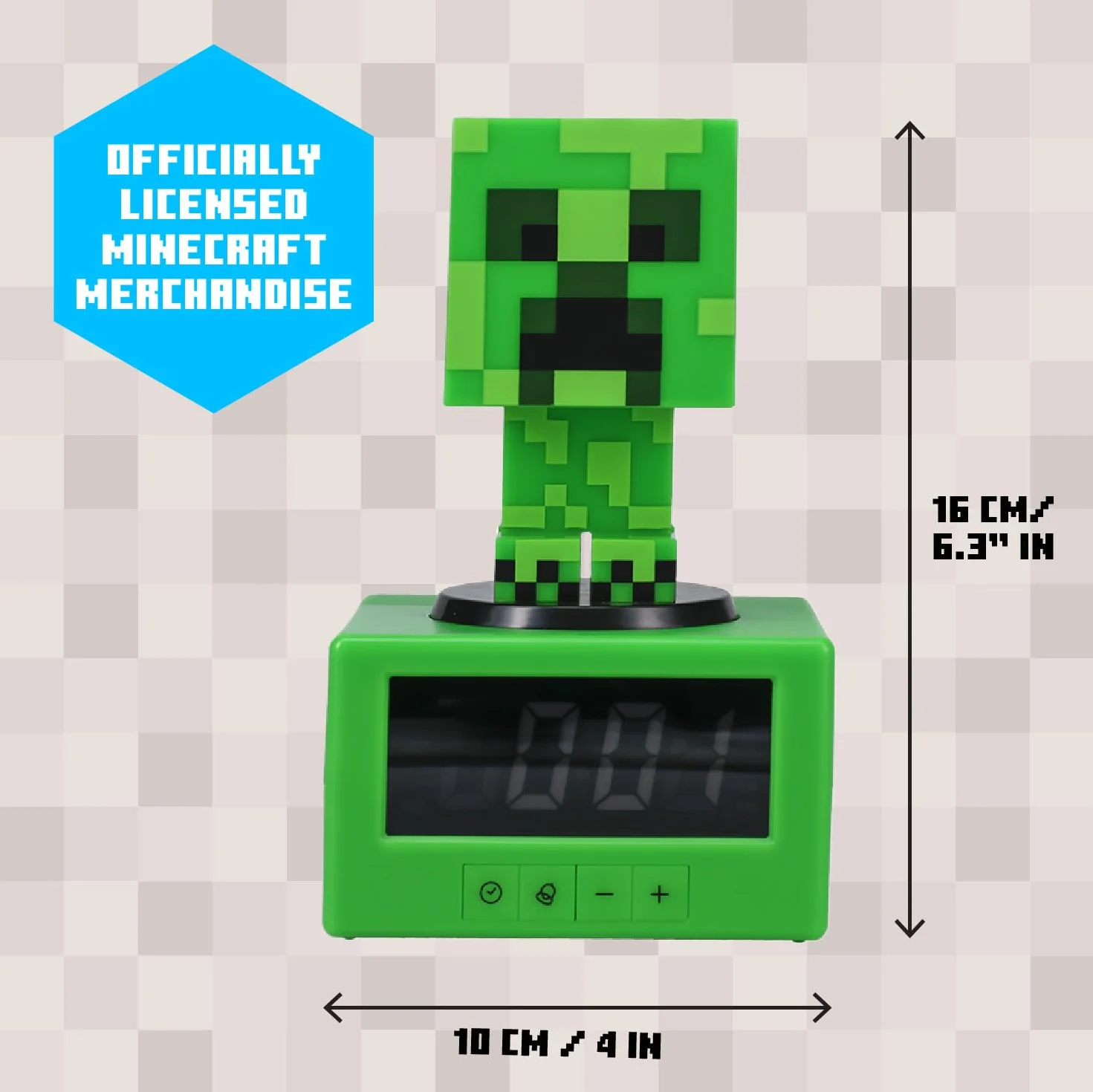 Paladone Reloj Despertador Creeper Minecraft Oficial con Música y Luz Nocturna para Niños