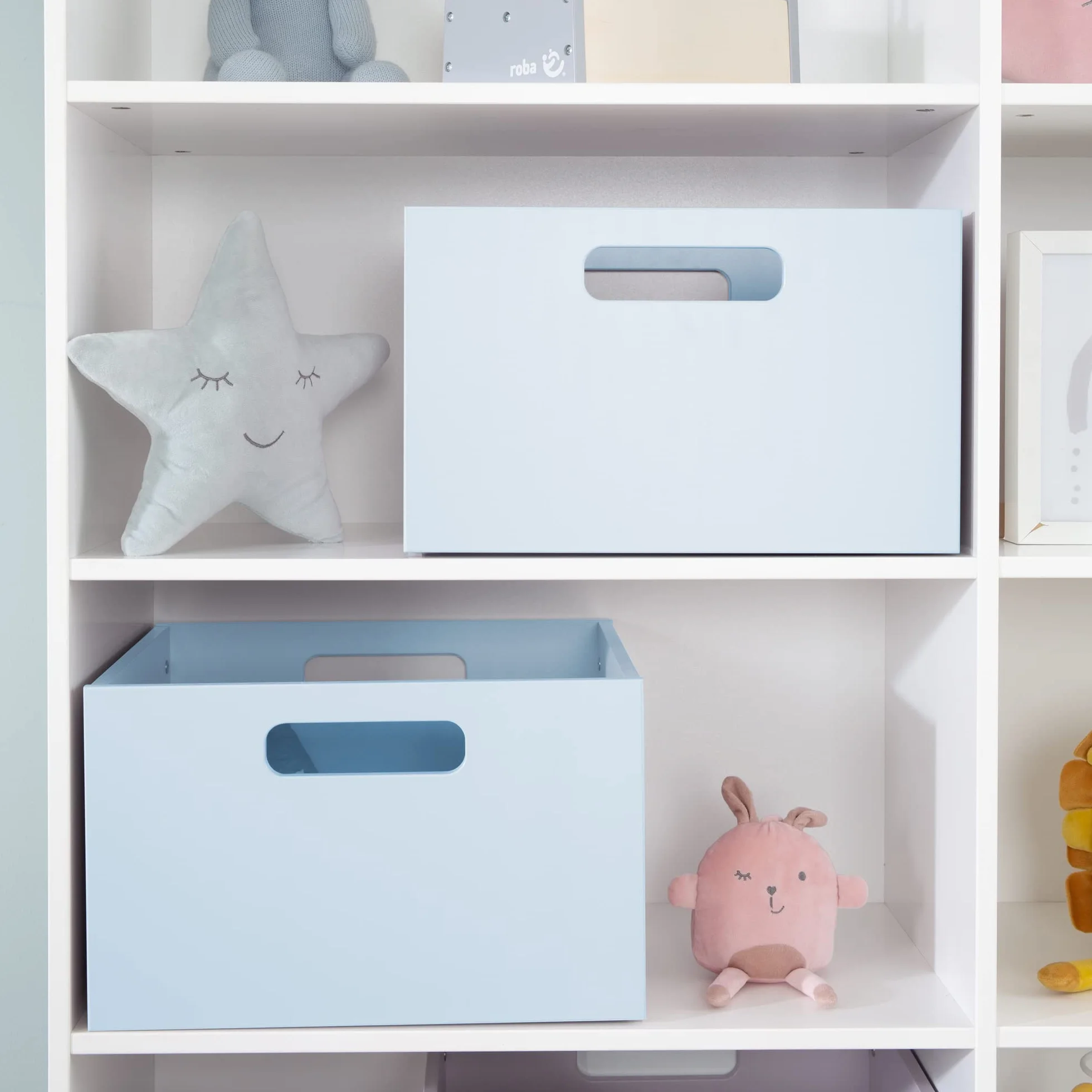 Caja de Almacenamiento de Madera para Habitación Infantil con Asas - Azul