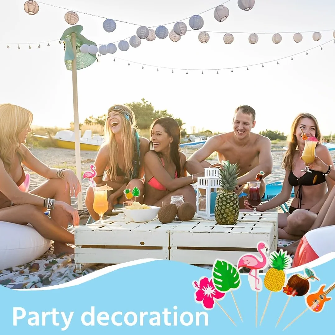 48 Piezas Decoración de Cócteles, Cocktail sombrillas, Palos de Fuegos Artificiales Palitos Flamencos para Barras de Decoración Bebidas Artículos Fiestas Bebidas Tarta Fruta