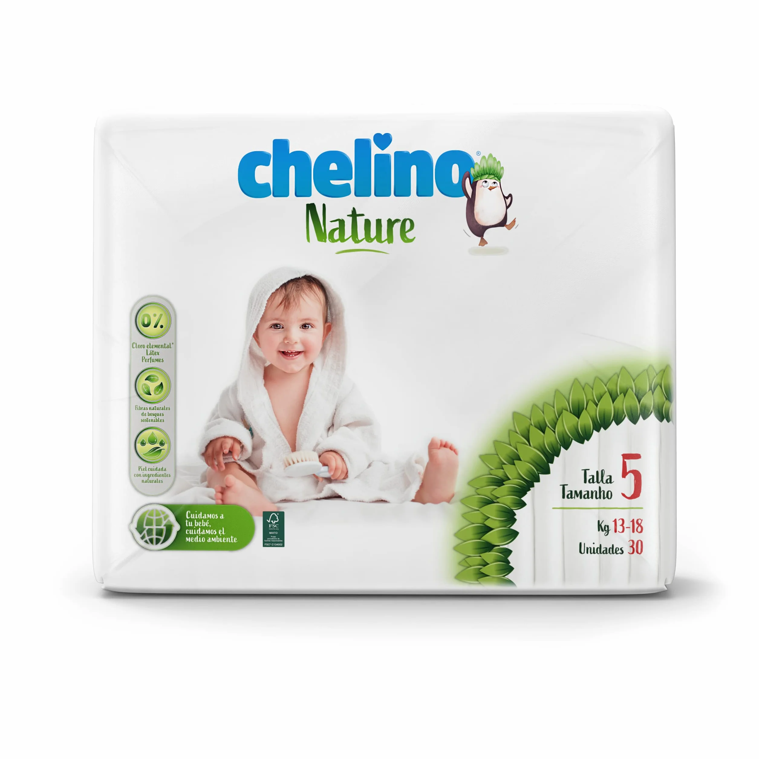 Chelino Nature Pañal Infantil Talla 5 (13-18 kg) 180 Pañales