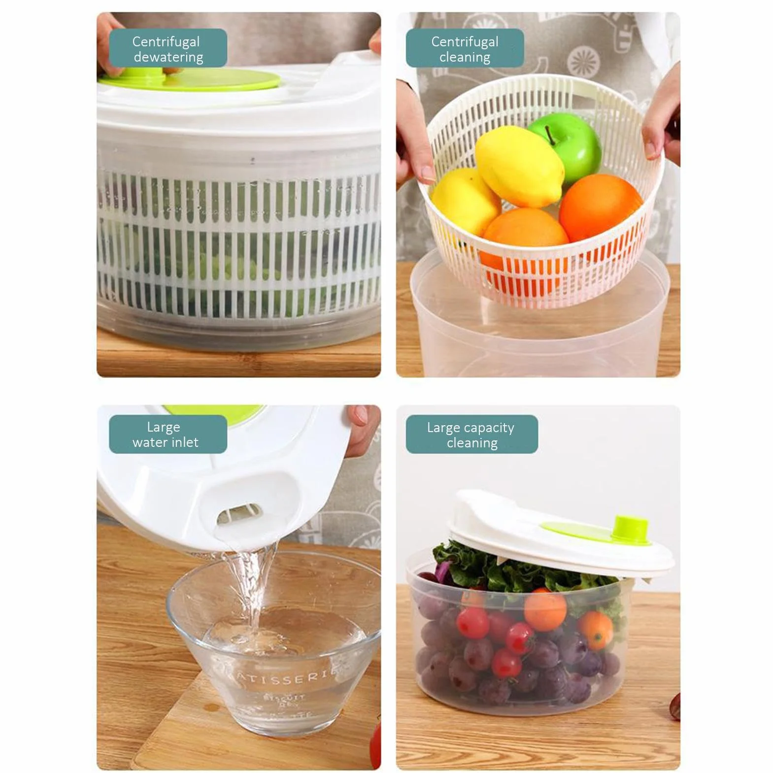 Ensalada Giratorio | Centrifugador Verduras Manual Centrifugadora Secadora Lechuga Escurridor Ensalada Escurridor deshidratador Frutas - para Uso doméstico en la Cocina
