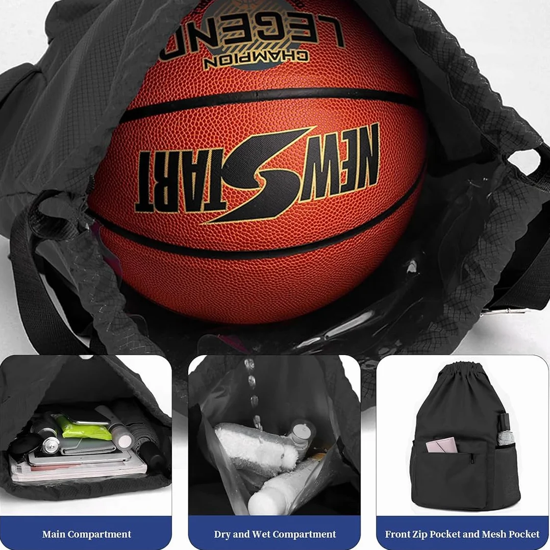 Mochila De Fútbol Y Baloncesto, Bolsa De Malla Con Mosquetón