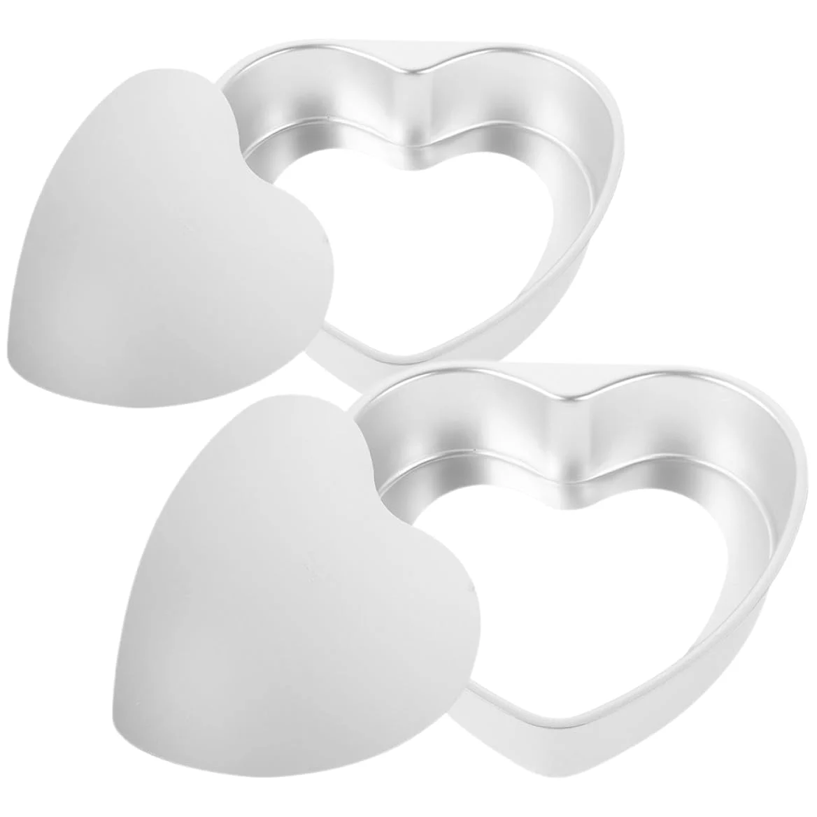 Amosfun Moldes para Hornear en Forma de Corazón de Aluminio 18 Cm con Fondo Desmontable 2 Piezas para Pasteles, Tartas y Brownies, Aptos para Horno y Eventos Obsequios