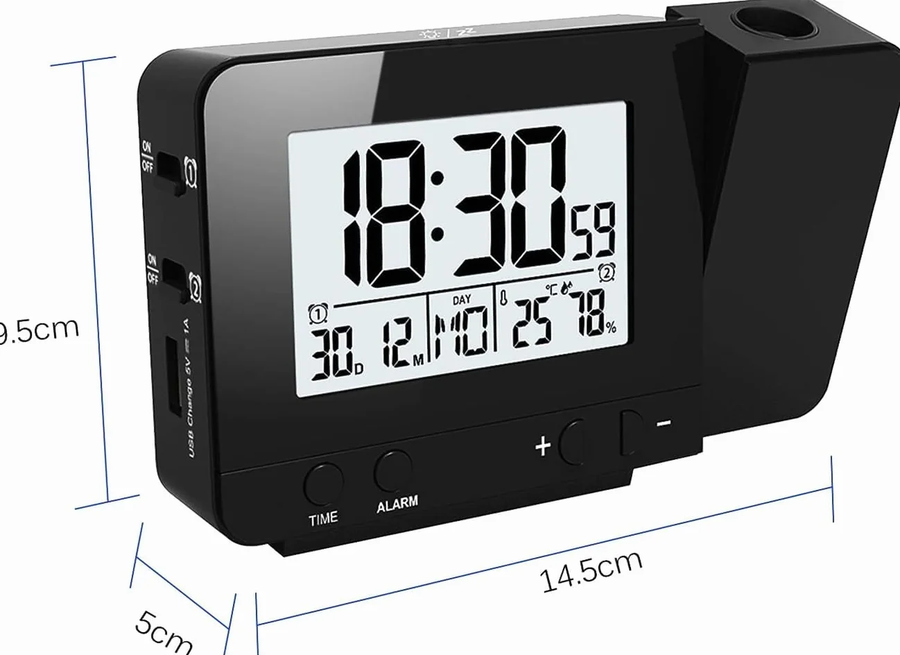 Despertador Digital De Proyección, Despertador con Proyector De Techo, Despertador De Mesita De Noche Digital con Temperatura Snooze Luminosidad Ajustable, Despertador Digital De Mesita De Noche