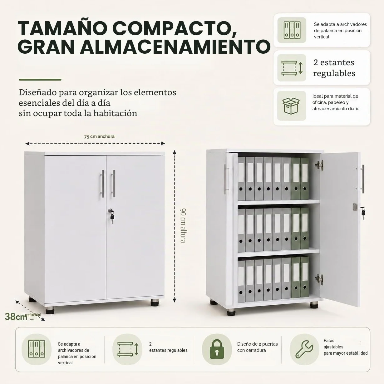 MMT Furniture Designs Armario de Almacenamiento, Madera de ingeniería, Blanco, Talla única