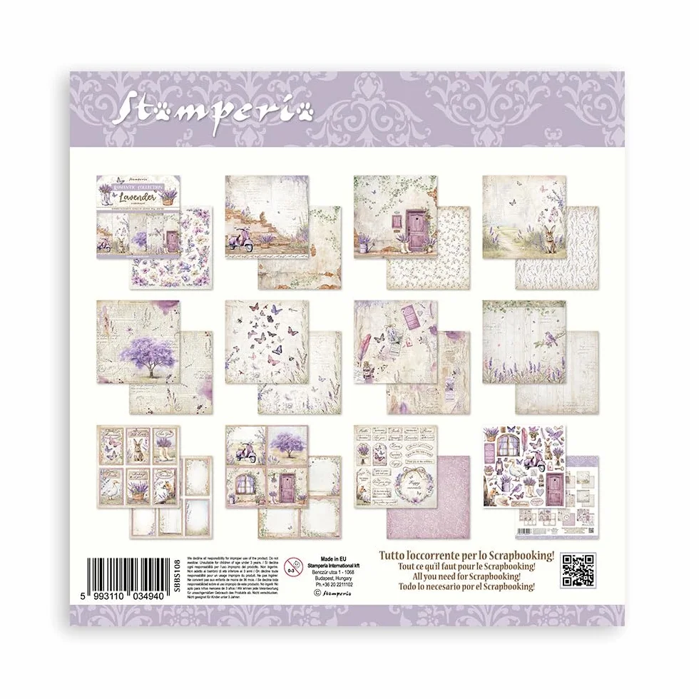 Scrapbooking Small Pad 10 hojas cm 20.3X20.3 (8"X8") - Lavanda