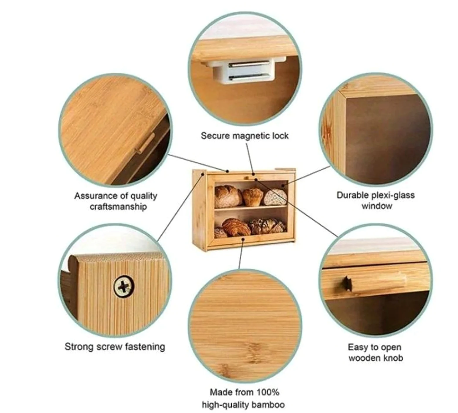 Caja De Pan Panera Para Pan Caja De Pan De Bambú, Soporte De Almacenamiento De Pan Doble, Contenedor De Pan De Gran Capacidad, Organizador De Cocina, Caja De Pan De 2 Capas Caja Contenedor De Pan