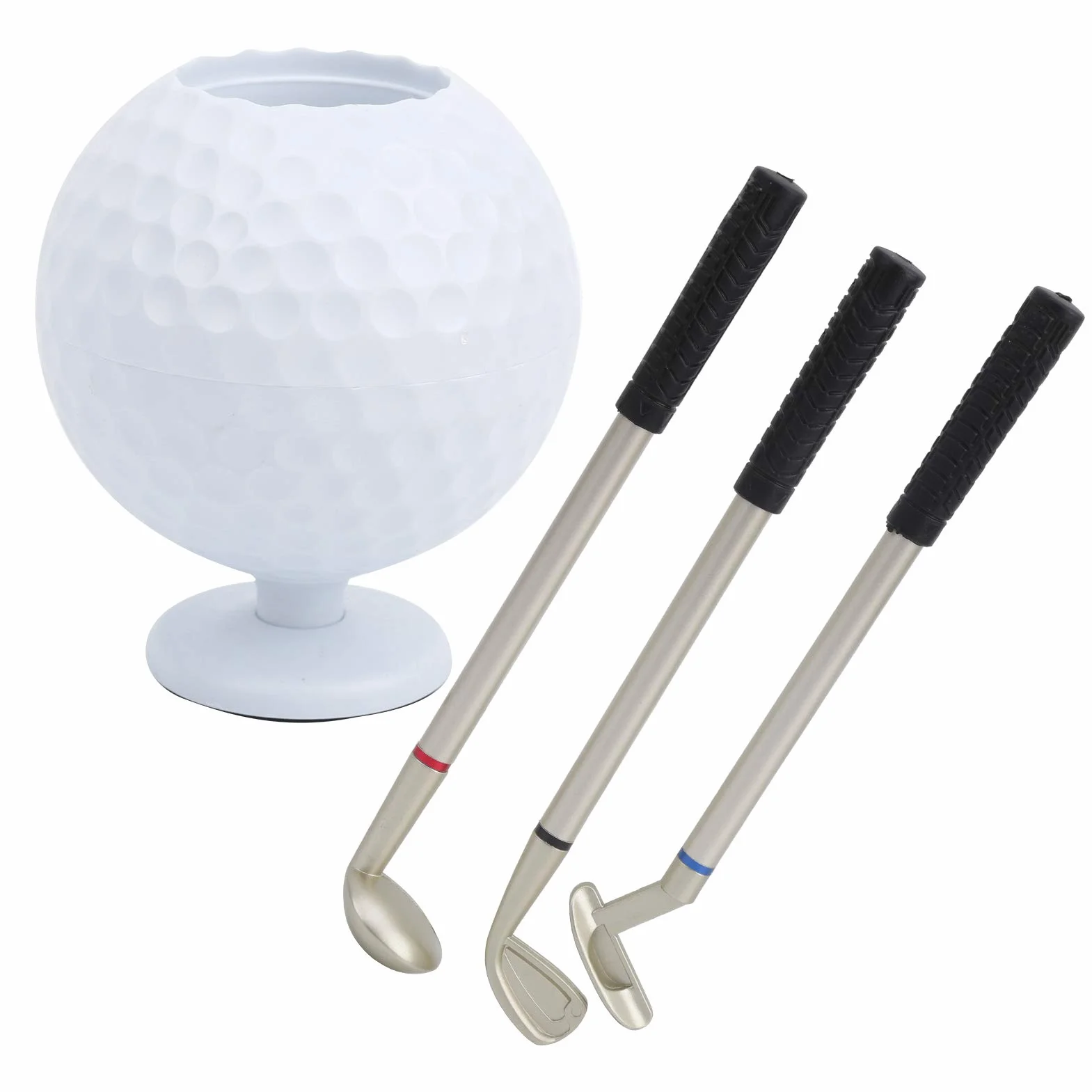 CHICIRIS Bolígrafo Golf 3 uds, Soporte Mini Pelota Golf, Regalo Escritorio Golfista