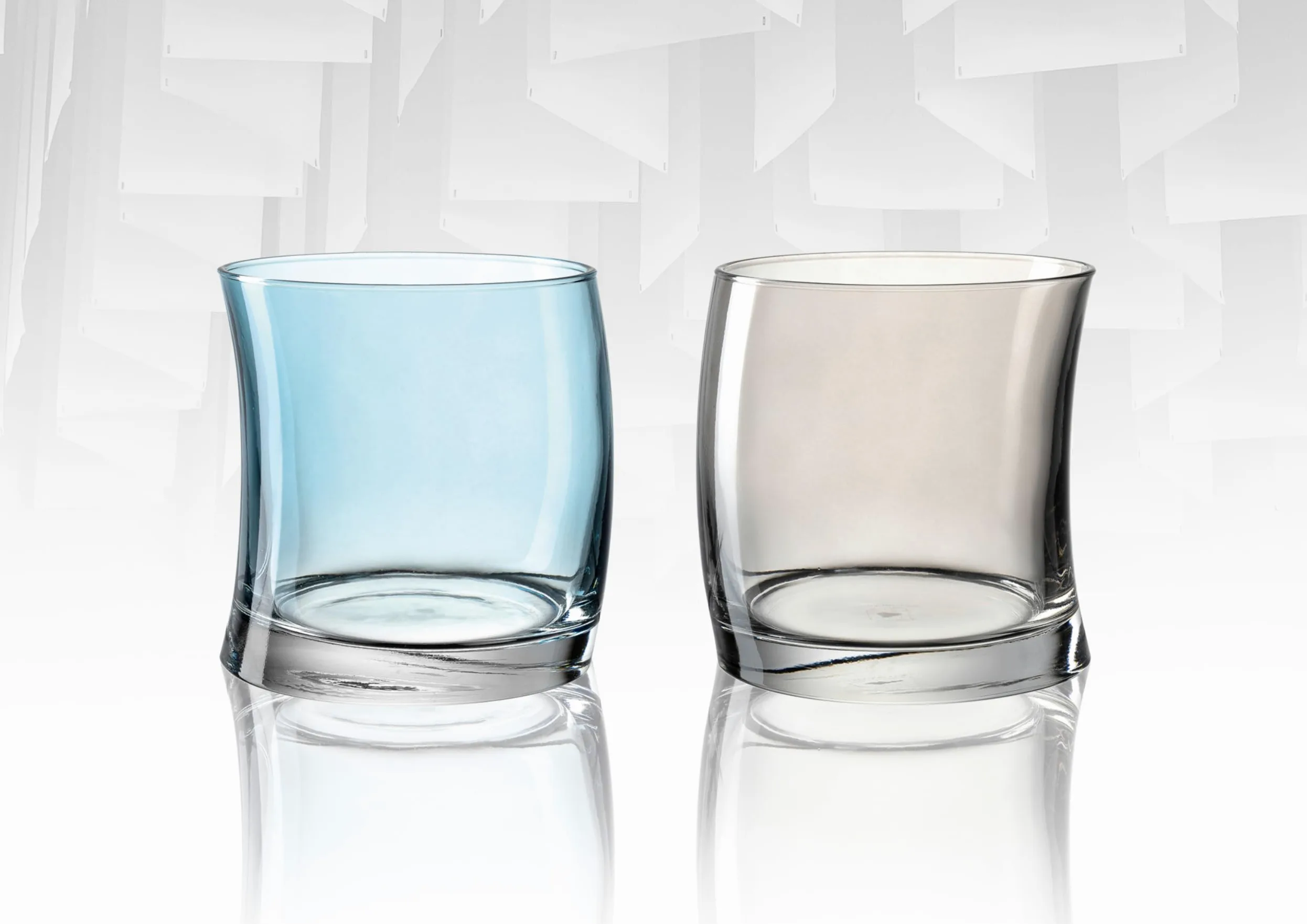 Leonardo Swing 70702 - Juego de 12 vasos de agua aptos para lavavajillas, diseño curvado, color gris y azul, 250 ml