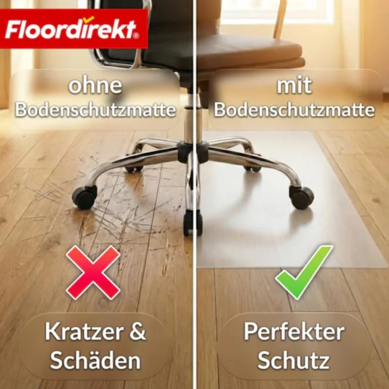 Floordirekt Esterilla protectora para suelo Neo Milky semitransparente, color blanco leche, de polipropileno (PP), para suelos duros como parqué y laminado, tamaño: 110 x 190 cm