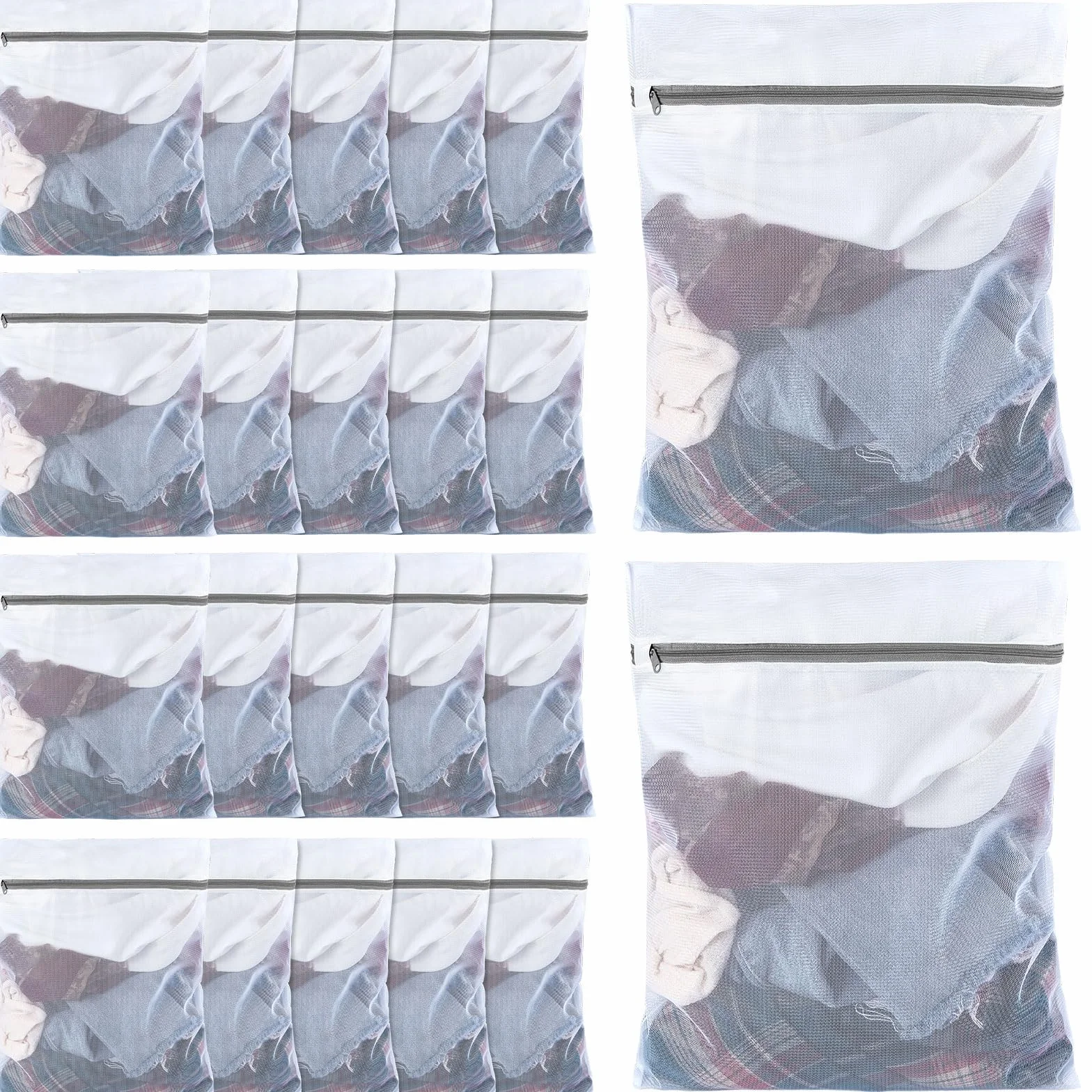 36 bolsas de lavandería de malla fina con cremallera, lavables a máquina, bolsas de lencería para lavar ropa delicada, ropa interior, blusas, medias, calcetines, viajes, 16 x 20 pulgadas (gris)