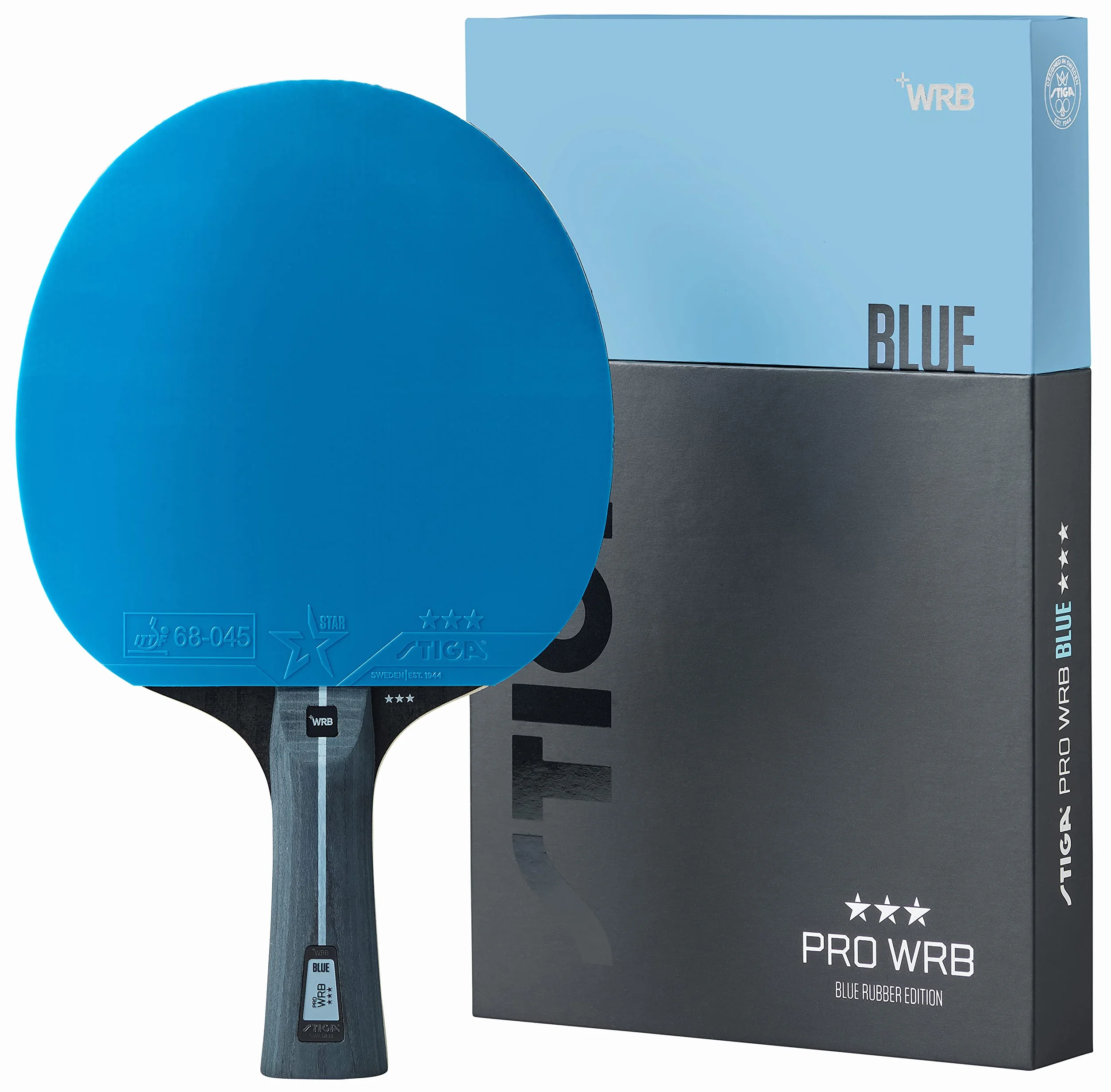 STIGA Raqueta de Ping Pong Pro WRB Blue Edition Pala Tenis Mesa 3 Estrellas Goma Azul