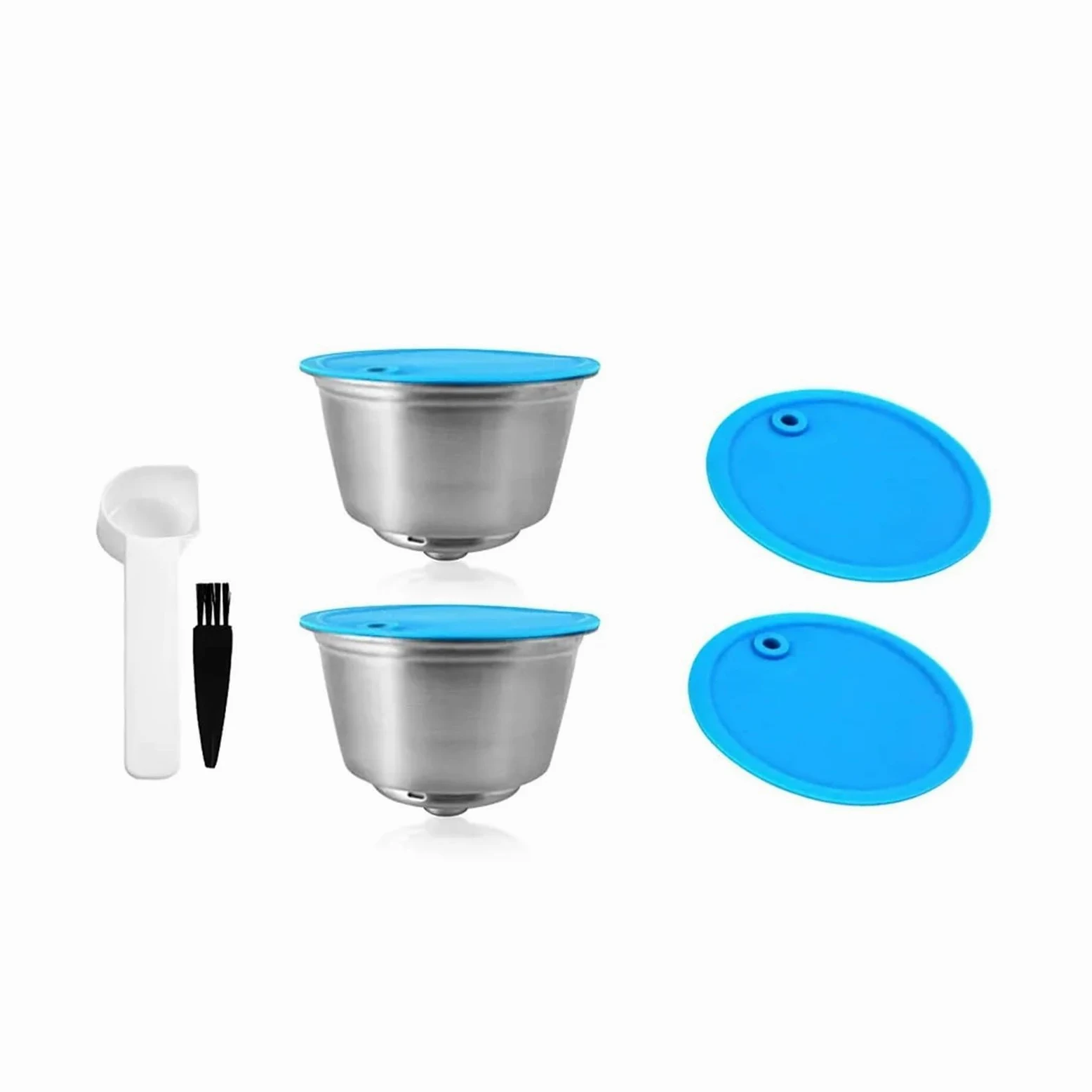 Compatible Con Cápsulas De Café Reutilizables Dolce Gusto, Compatible Con Nescafé, Filtro De Café Recargable Picolo XS De Acero Inoxidable(2pcs pod 2pcs lid)