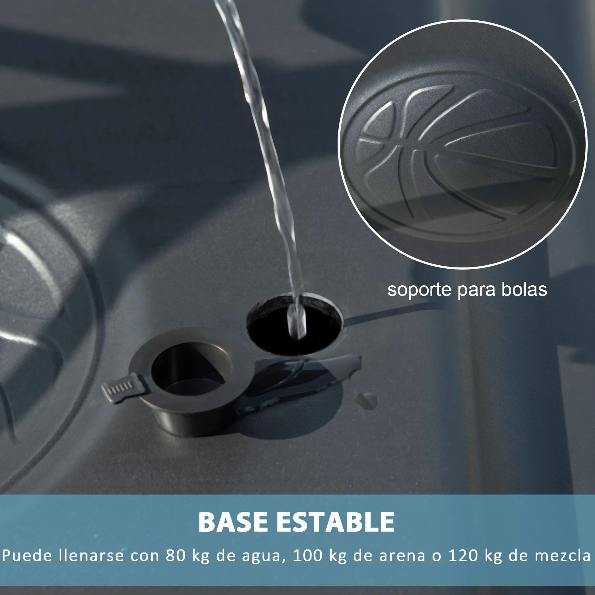 SPORTNOW Canasta de Baloncesto con Ruedas Altura Ajustable 245-305 cm Aro Portátil Tablero PVC Base Rellenable Exteriores 90x83x310-360 cm Blanco