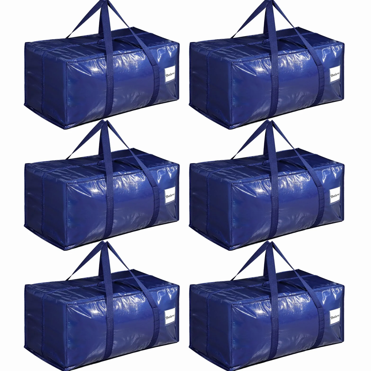 Dntorx 6 bolsas de almacenamiento de 90 l, resistentes bolsas de mudanza, cajas de mudanza, grandes con asa con cremallera, caja de almacenamiento plegable para mudanzas, camping, ropa de cama