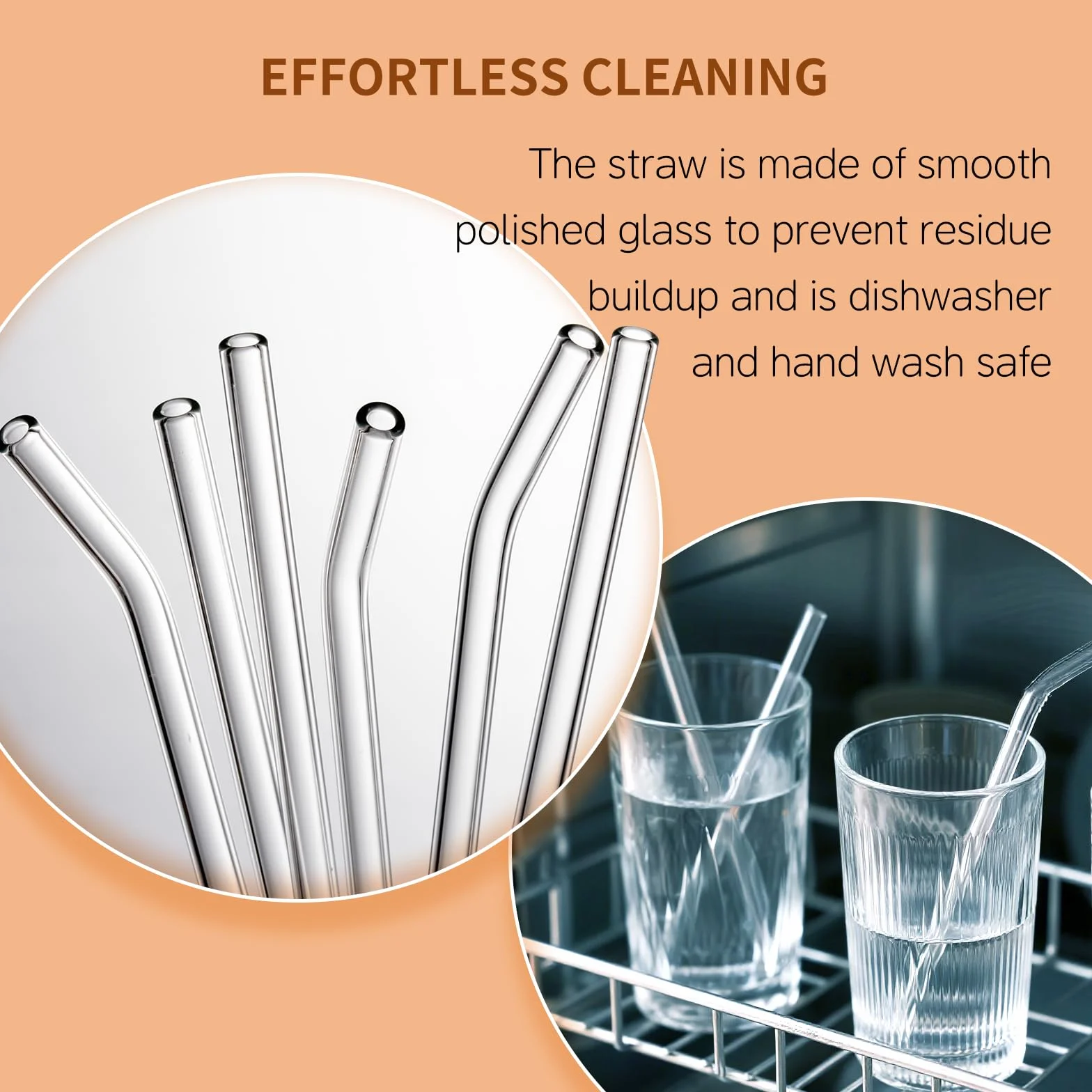 Paquete de 7 pajitas de vidrio transparente reutilizables (7.9 pulgadas) – Pajitas de borosilicato sin BPA, 3 rectas y 3 dobladas con cepillo de limpieza, aptas para lavavajillas, sin plástico