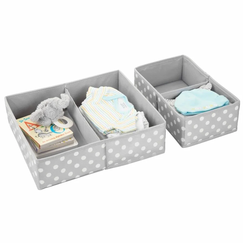 mDesign Juego de 2 cajas de almacenaje plegables para ropa de bebé – Organizador de armario fibra sintética transpirable gris y blanco