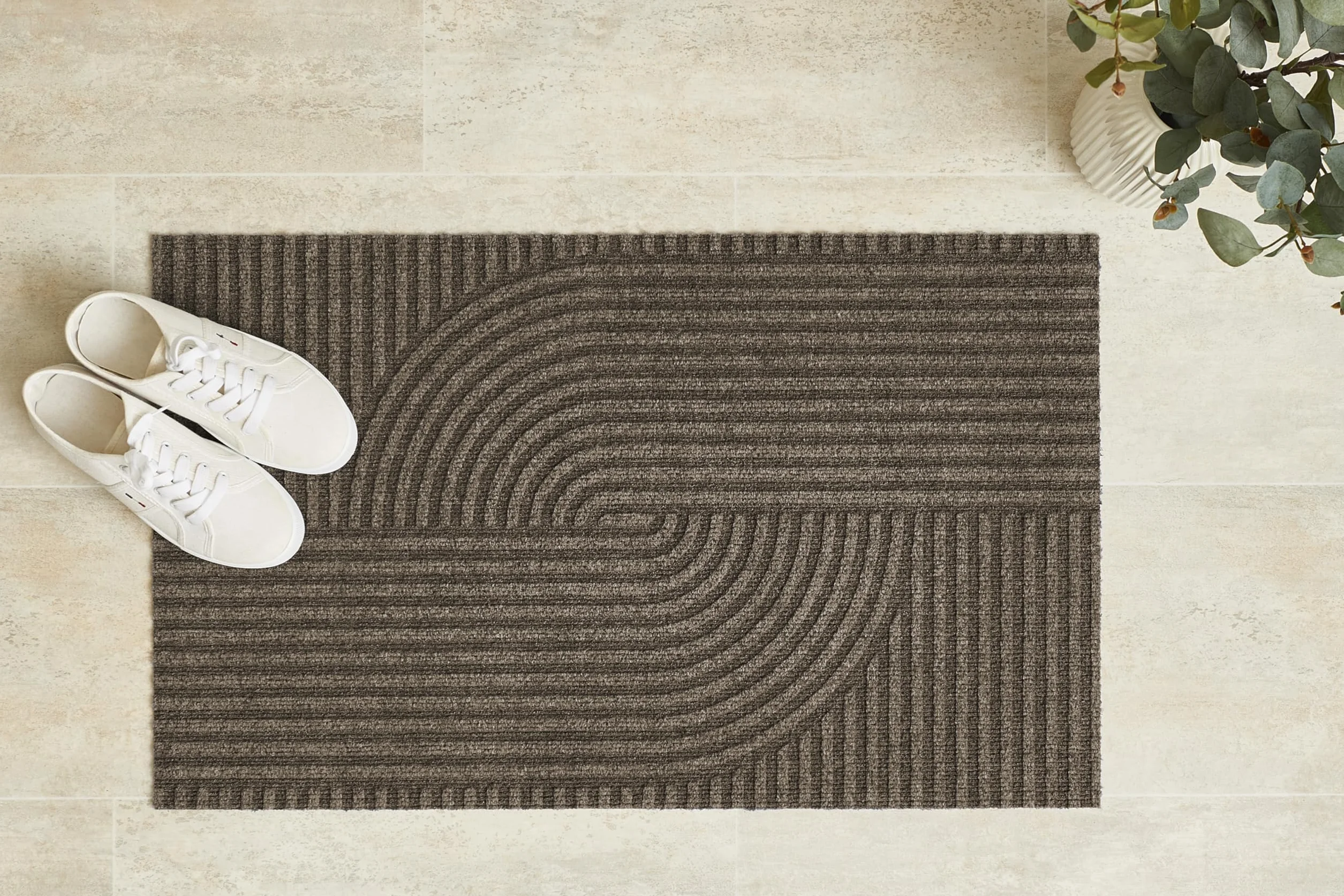 andiamo Felpudo Yukon – Felpudo Lavable y Antideslizante para Entrada – Moderno patrón geométrico Adecuado para Robot Aspirador, 40 x 60 cm, marrón