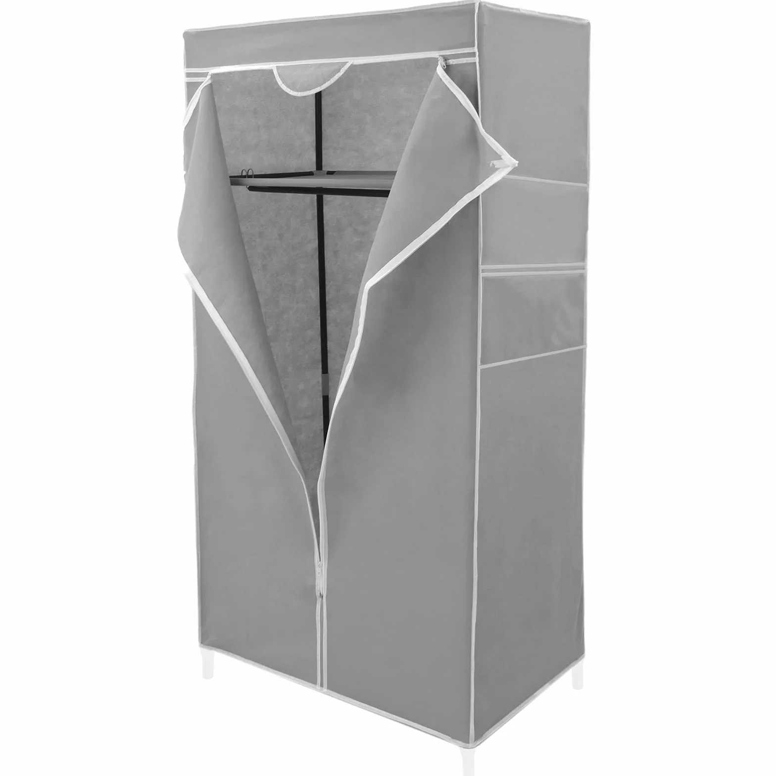 PrimeMatik - Armario ropero guardarropa de Tela Desmontable 70 x 45 x 155 cm Gris