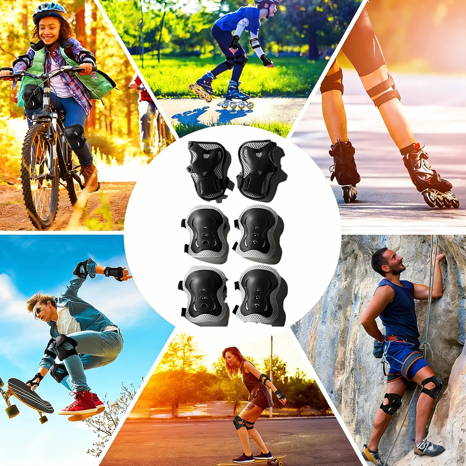 Conjunto Protección Patines, Rodilleras, Coderas, Muñequeras para Patinaje