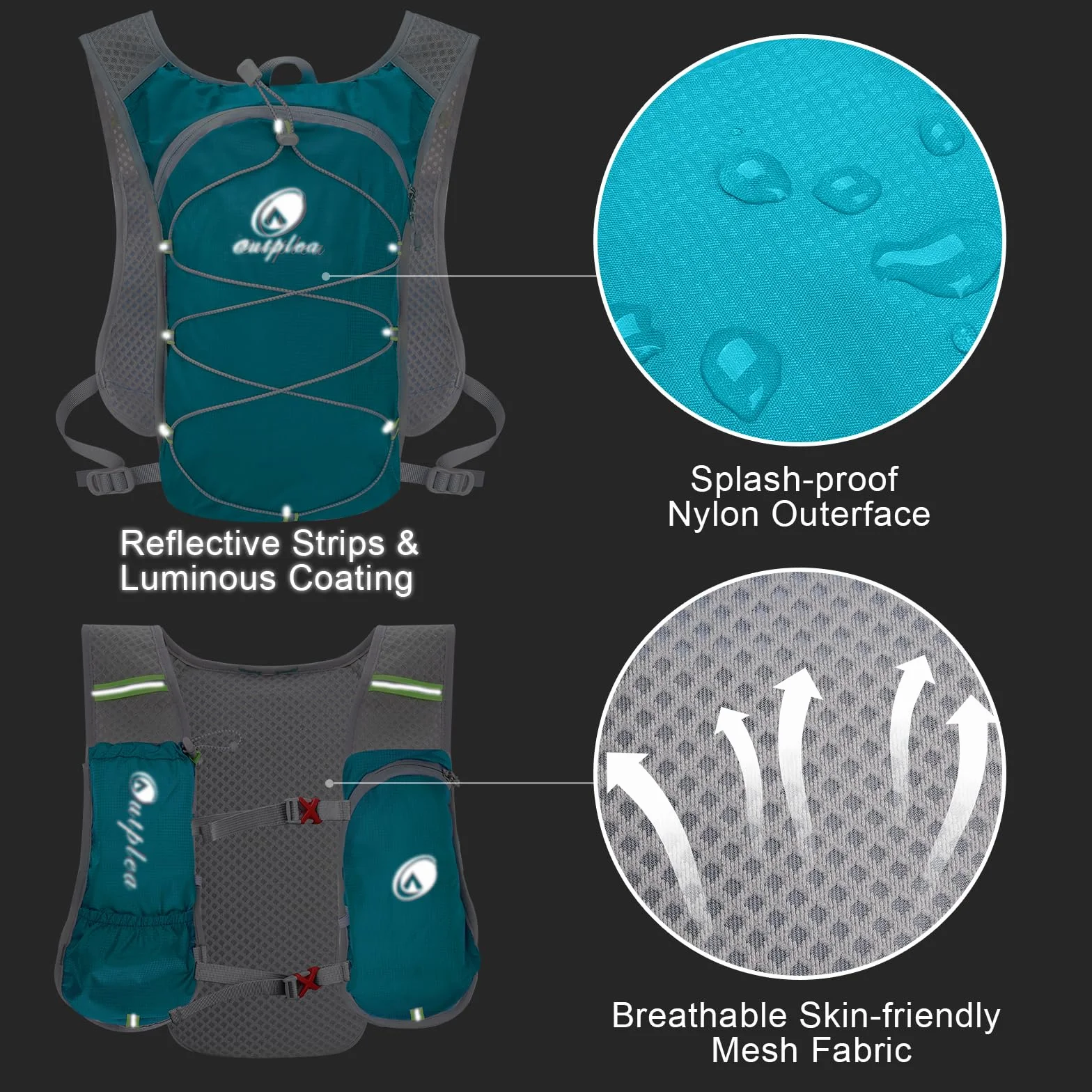 Chaleco Hidratacion Trail Running Mujer Hombre, Mochila Hidratacion con Bolsa de Agua de 2L, Mochila MTB para Maratón Ciclismo Senderismo