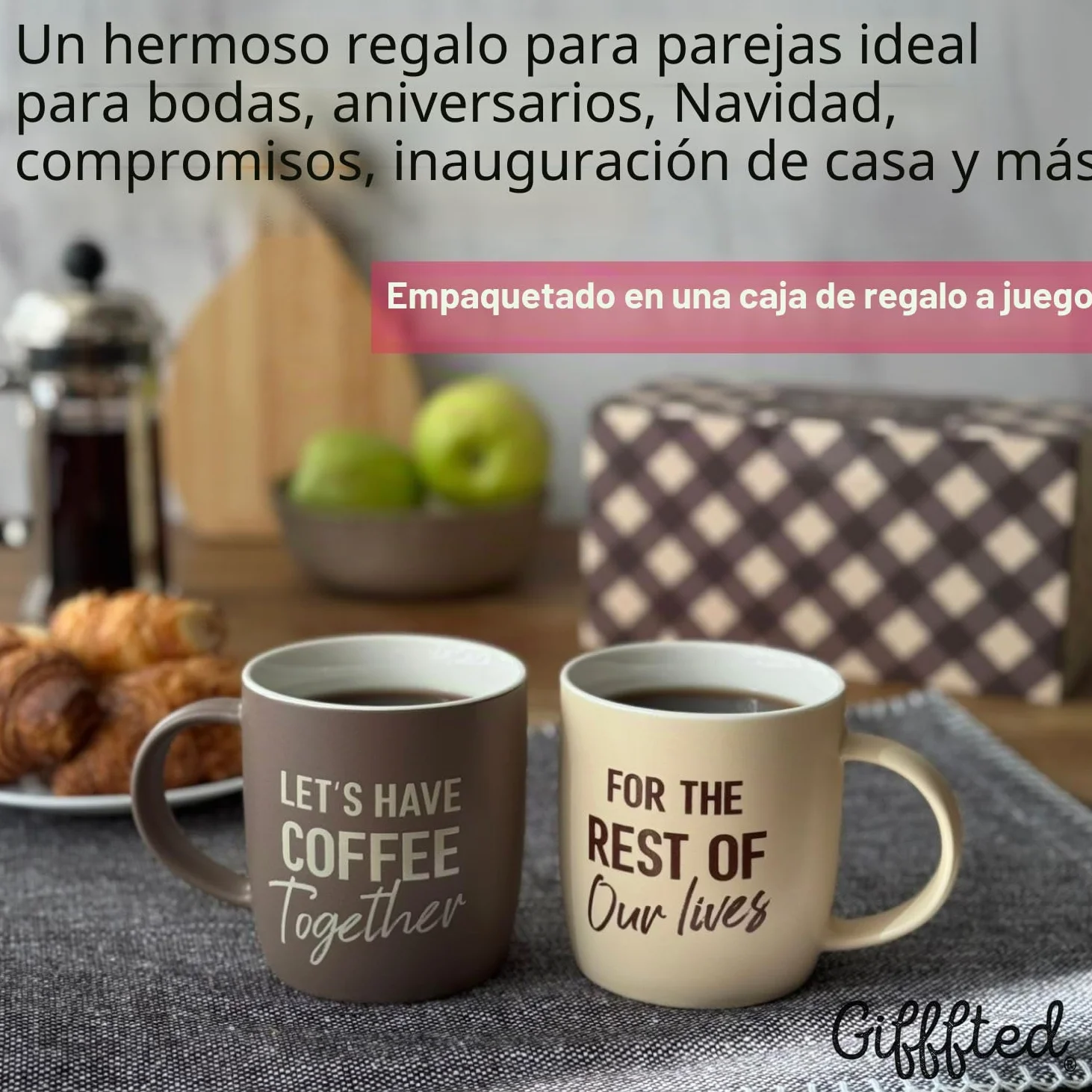 Triple Gifffted Taza de cerámica Let's Have Coffee Together para parejas, 380 ml | Taza de compromiso de boda para parejas, novios, recién casados, él y ella, Mr & Mrs, aniversario, Navidad, San Valentín