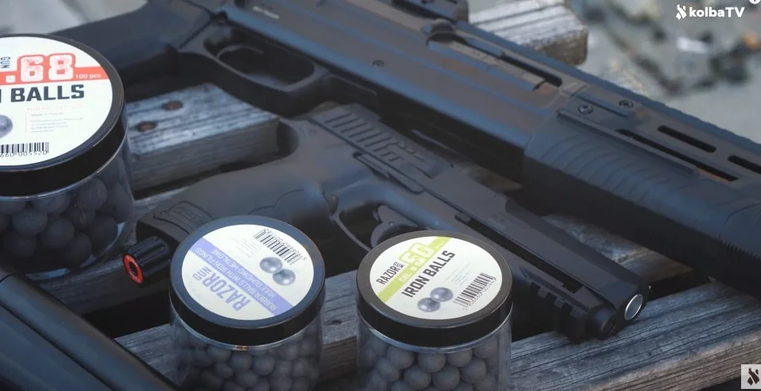 RazorGun Bolas de goma 43 pulgadas 100 piezas para M&P9c TPM1 PPQ Umarex T4E