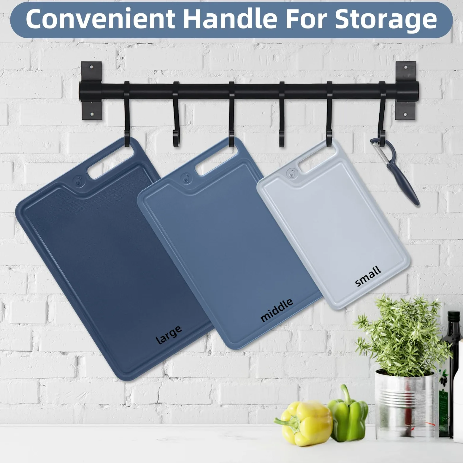 Juego de 4 tablas de cortar de plástico para cocina, aptas para lavavajillas, seguridad alimentaria, diseño antideslizante, ideal para preparación de carne y verduras