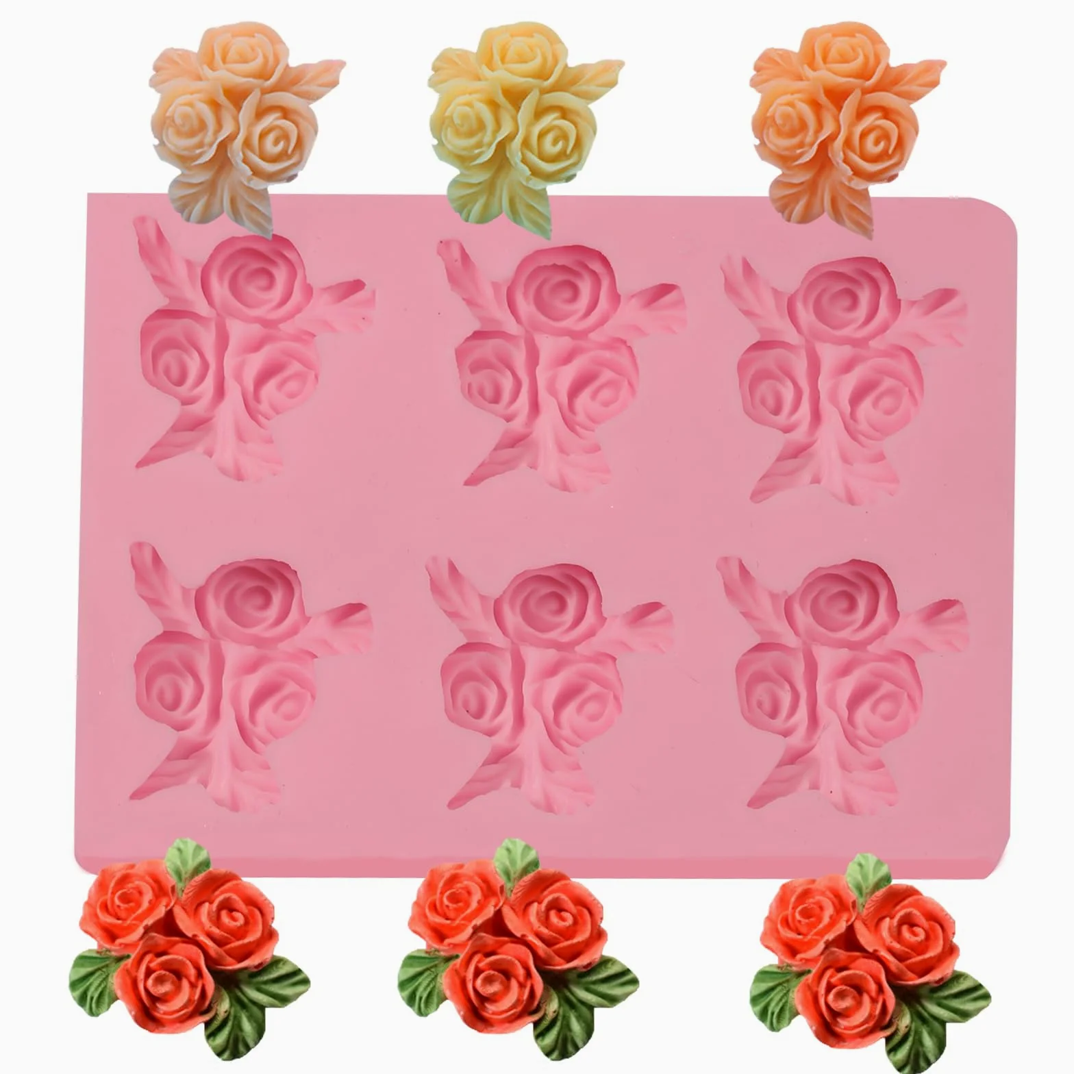 Molde de silicona con 6 cavidades para decoración de pasteles, para bodas, día de San Valentín, fiesta de cumpleaños, aniversario, cupcakes, chocolate, galletas, gelatina, pasta de flores, jabón