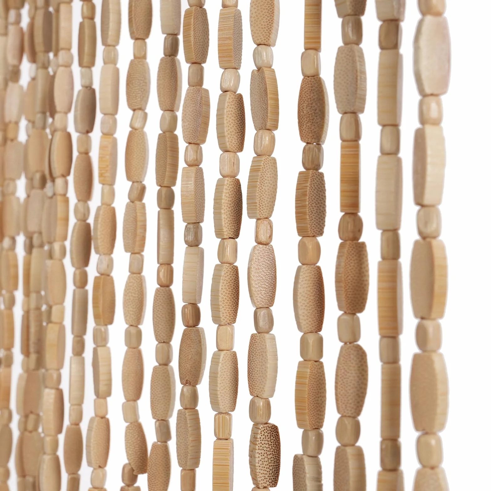 Cortina de cuentas de bambú para puerta, 52 hebras, retro, cortina de cuentas de madera natural, cortina de hilos, protección contra insectos, protección contra moscas, 90 x 200 cm