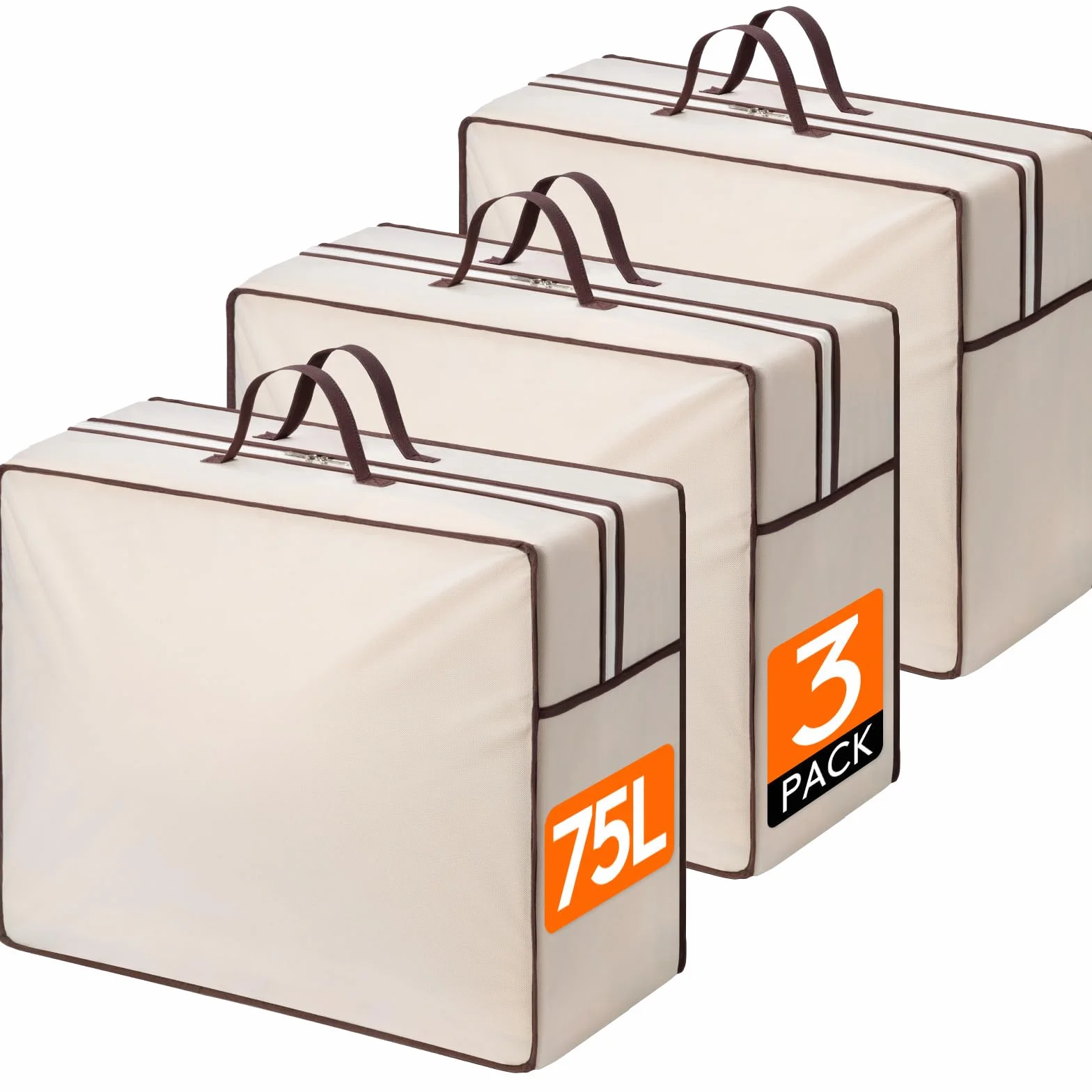Lifewit Bolsas Almacenaje Ropa, Almacenaje Armario, Bolsas Mudanza, Organizador Armario Apilable, Bolsas Para Guardar Ropa, Edredones, Colchas, 75 L, 3 Piezas