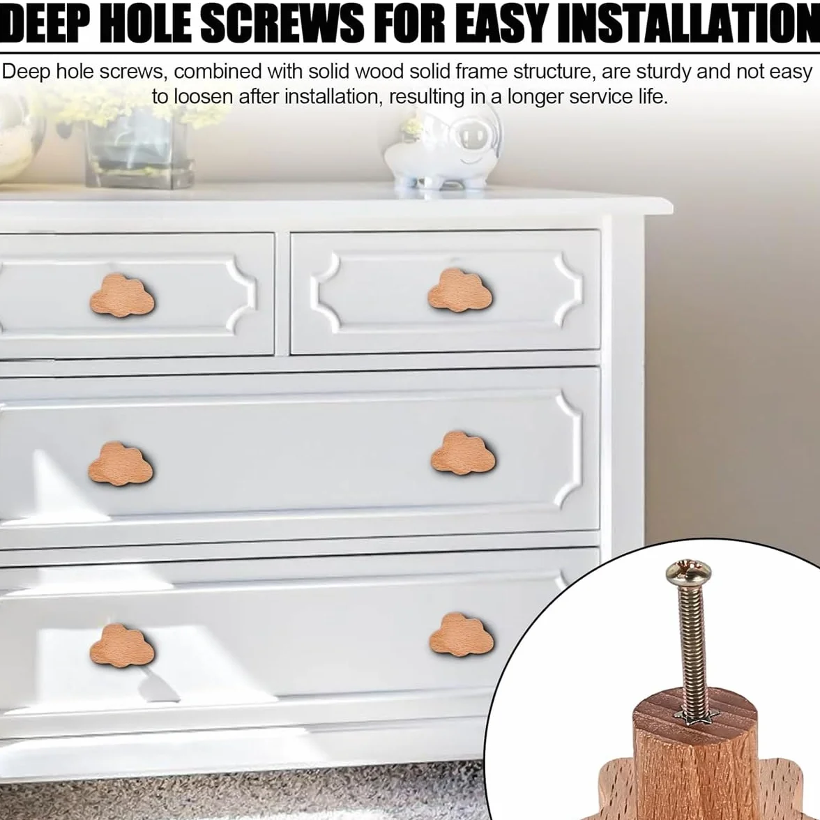 Pomos de madera para gabinete de animales, 2 piezas, pomos decorativos de madera para aparador, tiradores de madera, animales del bosque marino, pomos para muebles de habitación de niños, t