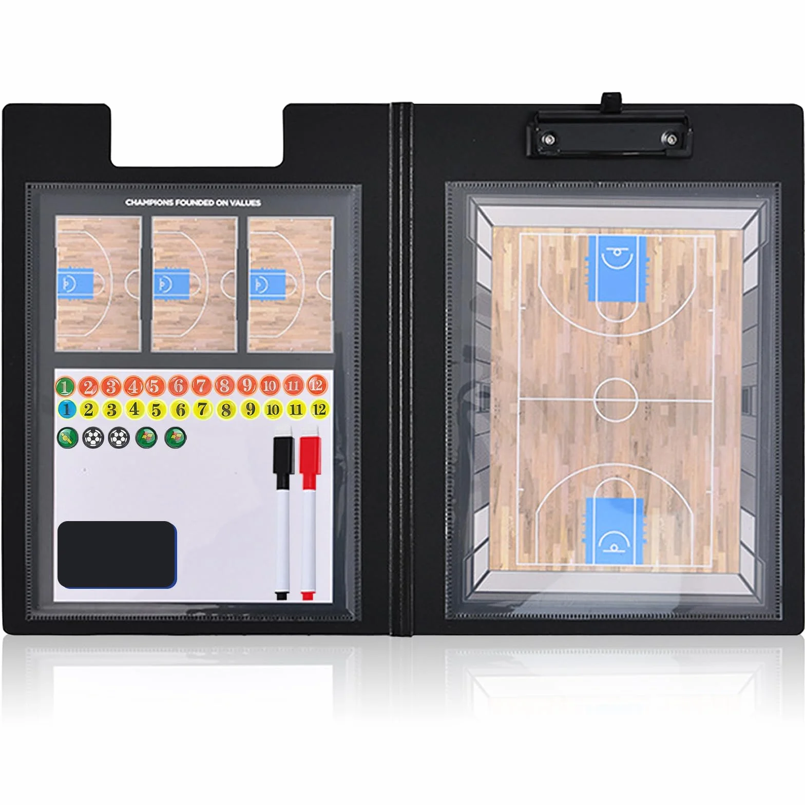 Pizarra para entrenadores de baloncesto con diagrama de cancha preimpreso portapapeles doble cara