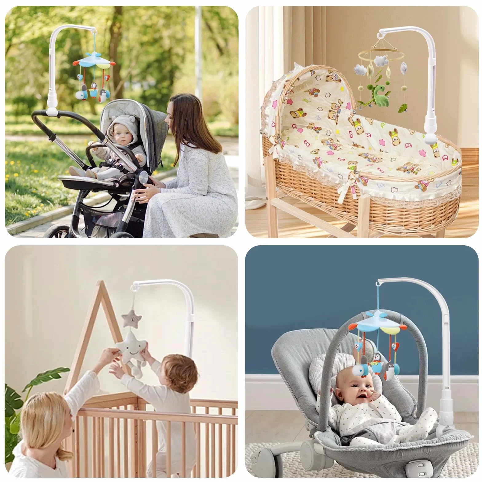 AolKee Baby Mobile Hanger 58cm abnehmbare verstellbare Halter Krippe weiß