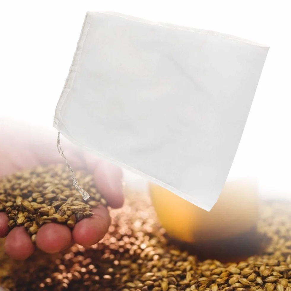 Bolsa de Filtro de Cerveza de Poliamida de Alimentos 66, Fabricación de Cerveza para el Hogar Reutilizable con Cordero para la Separación de Lúpulo, Mermelada y Vino (20x30cm)