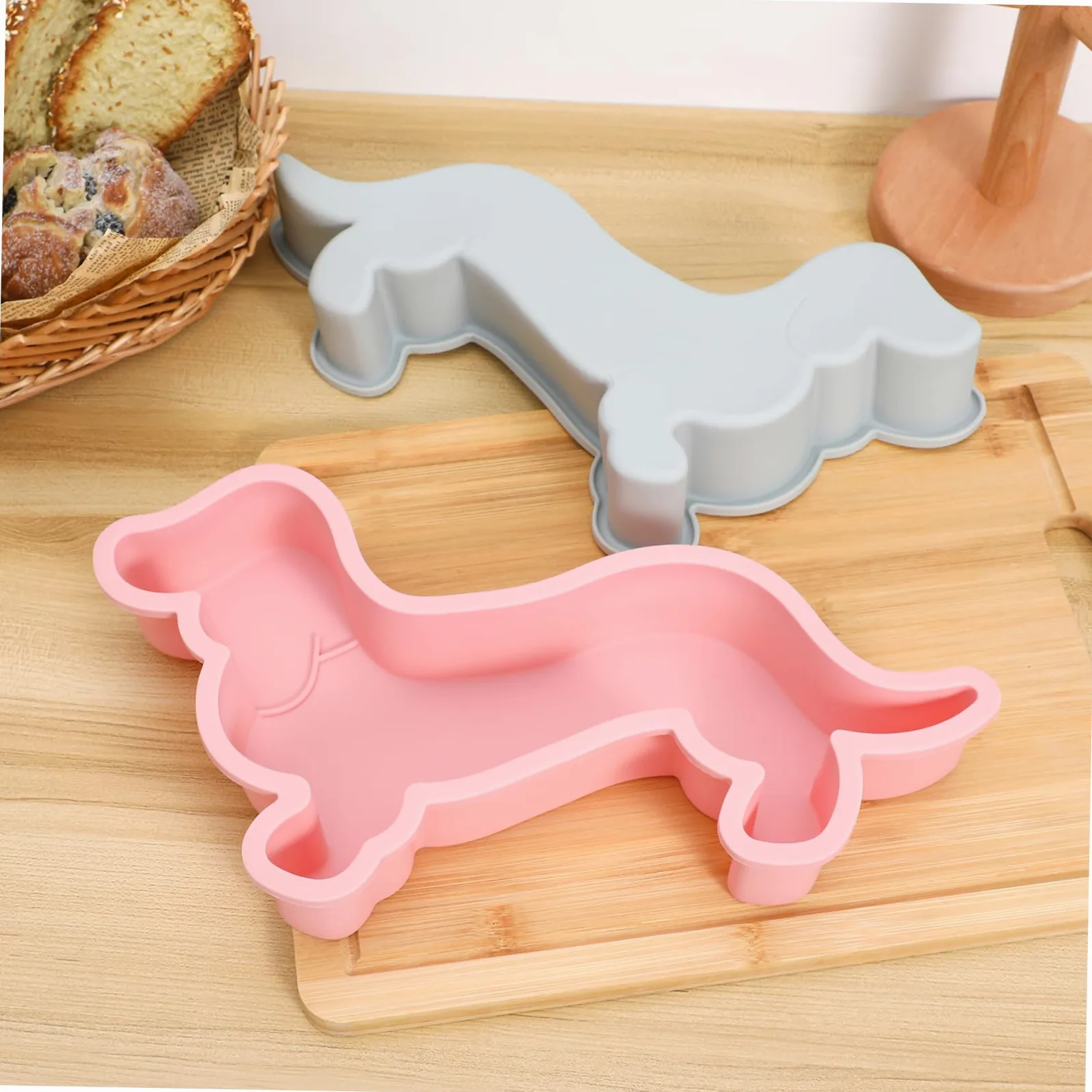Molde de Silicona Antiadherente para Dulces en Forma de Perro, Resistente al Calor, 2 Piezas para Hornear Pasteles y Golosinas en Cocina DIY