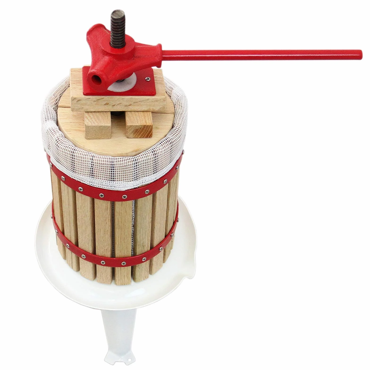 Prensa Manual de frutas de 18L | Roble macizo y Acero | Funcionamiento tradicional de manivela manual | Gran capacidad | 3 bolsas de colado GRATIS | Fácil limpieza | Exprimidora Zumo Sidra Jugo Vino