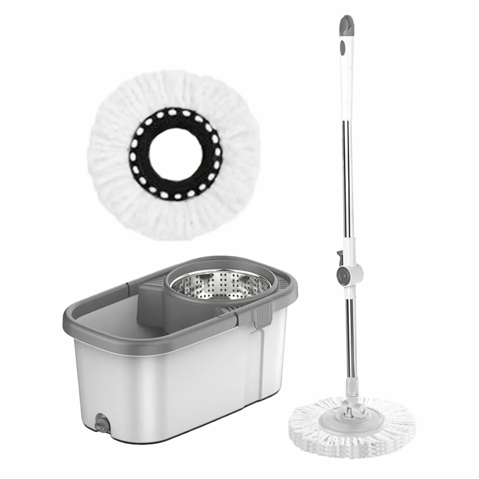 Set Fregona Cubo Suministros Limpieza para Suelos Hogar | Kit Cubo Giratorio Con Escurridor Para En Suelos, Madera, Baldosas, Cocina, Baño, Salón