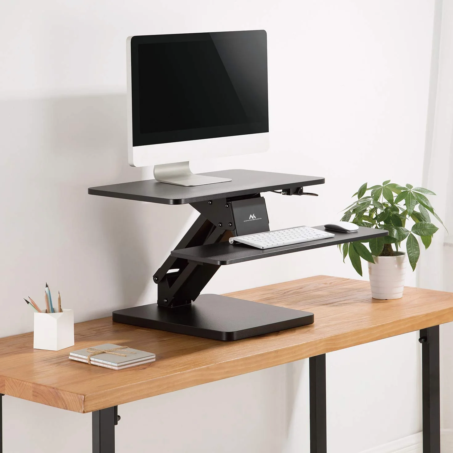 Maclean MC882 Base para Teclado y Monitor / Ordenador Portátil con Ajuste de Altura, Negro