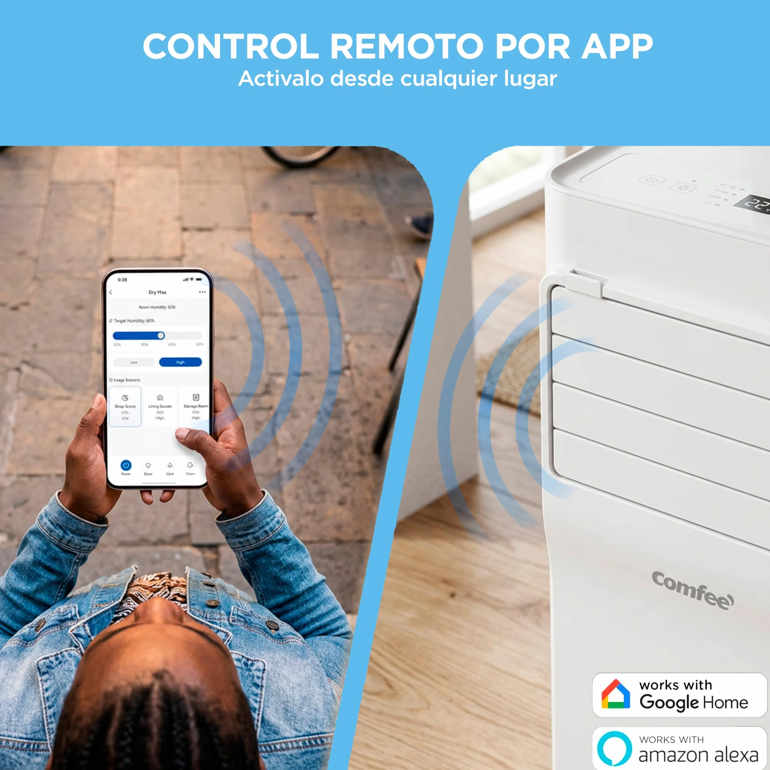 COMFEE Pingüino Aire Acondicionado Portátil 3 en 1 | 7000 BTU/1800 Frigorías Con App + Mando a Distancia | Climatizador y Deshumidificador | Bajo Consumo | Función Follow Me | Incluye kit de ventana