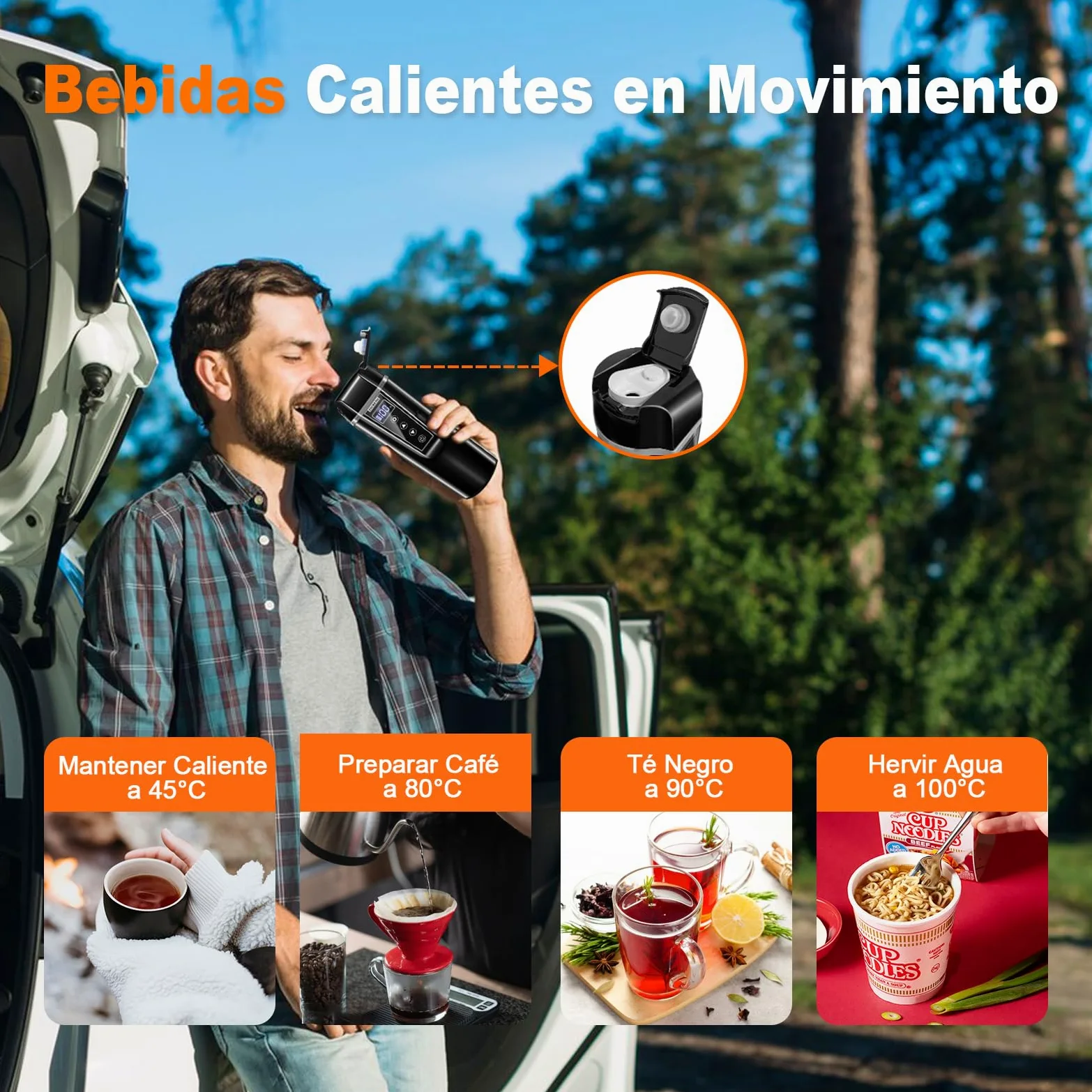 Hervidor Coche 12V/24V Eléctrico 400ml para Camión y Viaje